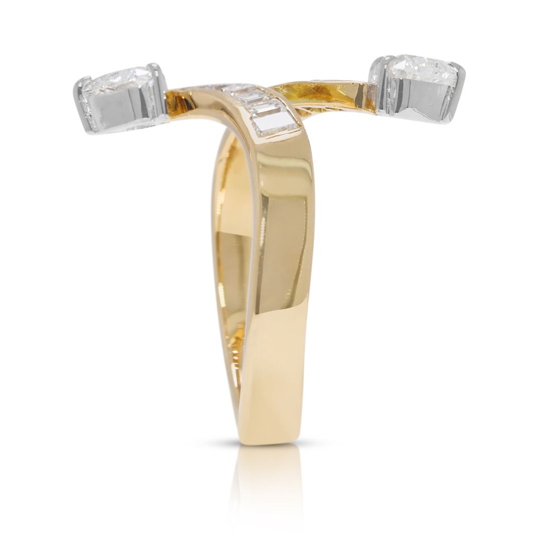 Stylish 0.9ct Natural Diamond Wrap Ring in 18K Yellow Gold