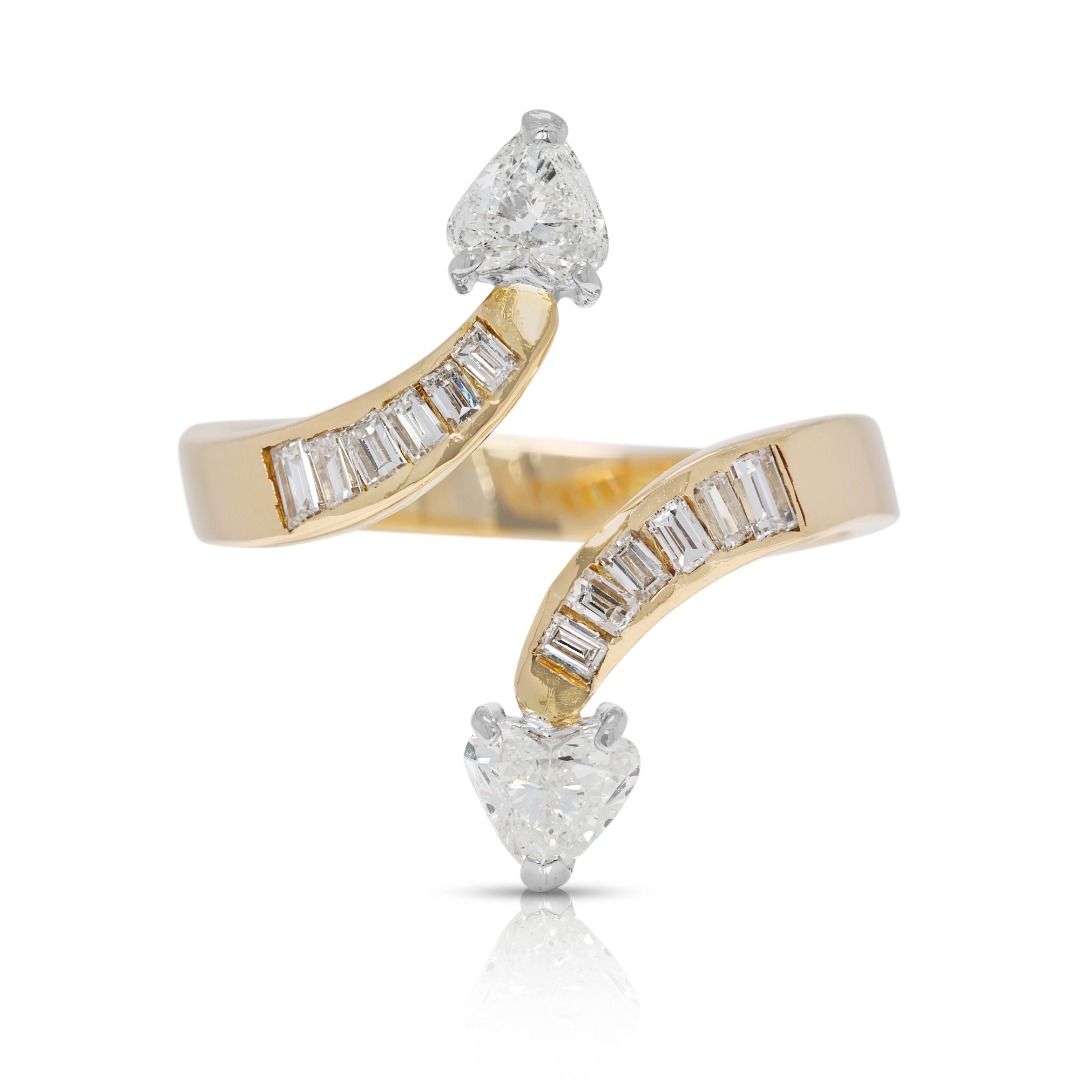 Stylish 0.9ct Natural Diamond Wrap Ring in 18K Yellow Gold