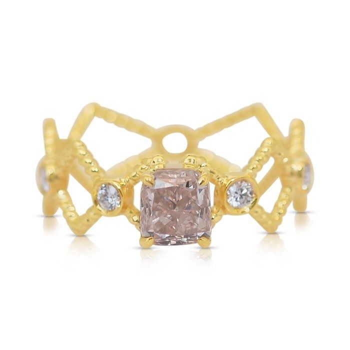 Geometrical 1.01ct Diamonds 5-Stone Ring in 18k Yellow Gold - IGI Certificate