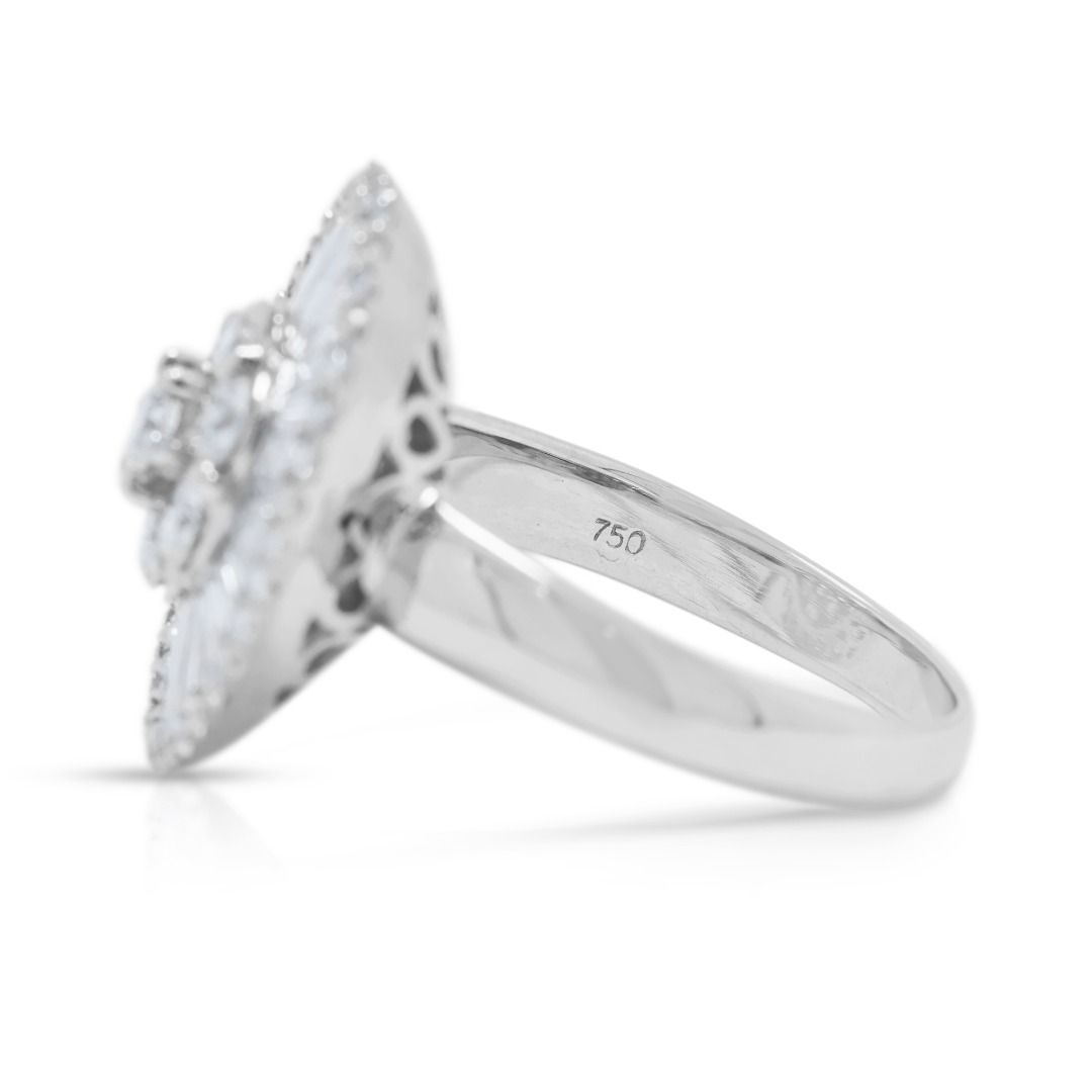 Sunburst 0.96ct Diamond Cocktail Ring in 18K White Gold