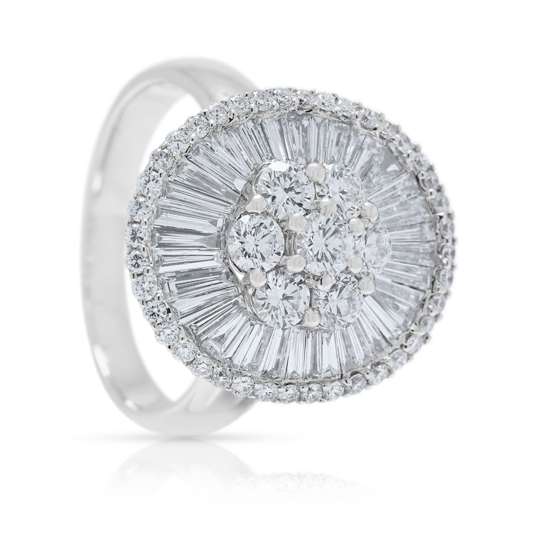 Sunburst 0.96ct Diamond Cocktail Ring in 18K White Gold
