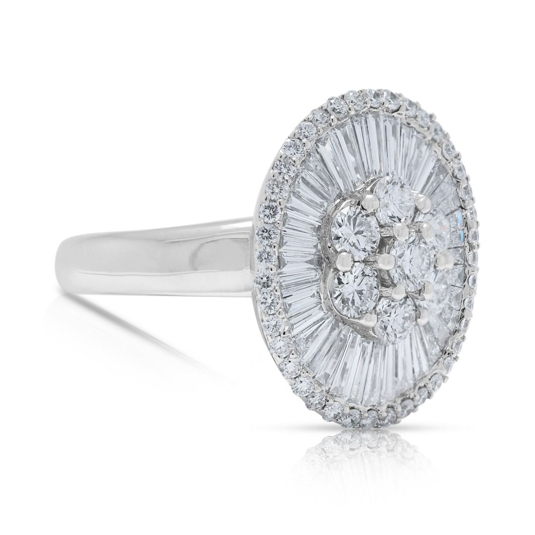 Sunburst 0.96ct Diamond Cocktail Ring in 18K White Gold