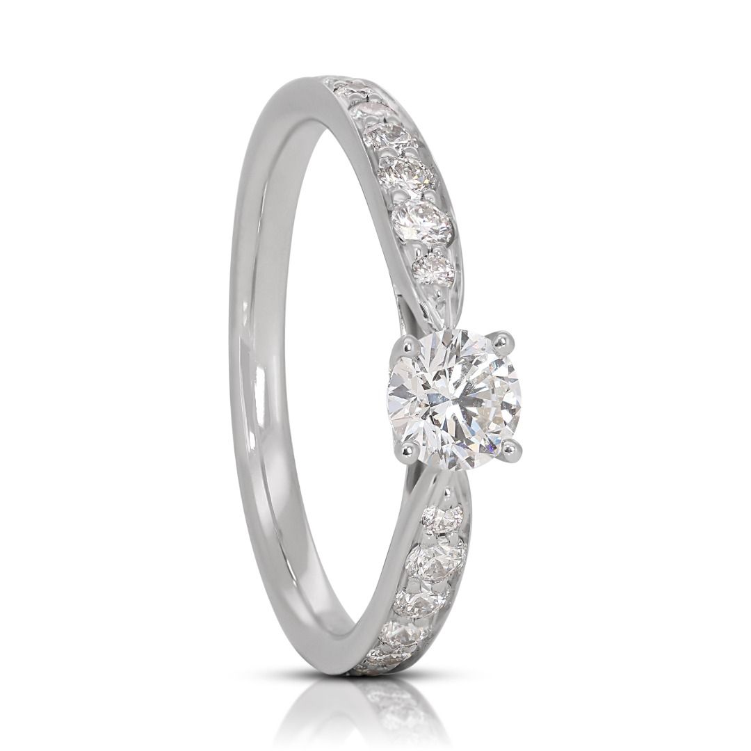 Tiffany & Co. 0.40ct Pave Natural Diamond Ring in 18K White Gold with Certificate