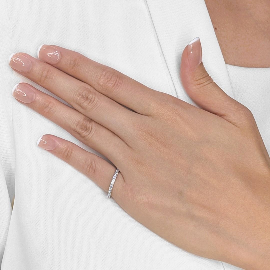 Timeless 0.23ct Half Eternity Natural Diamond Ring in 18K White Gold