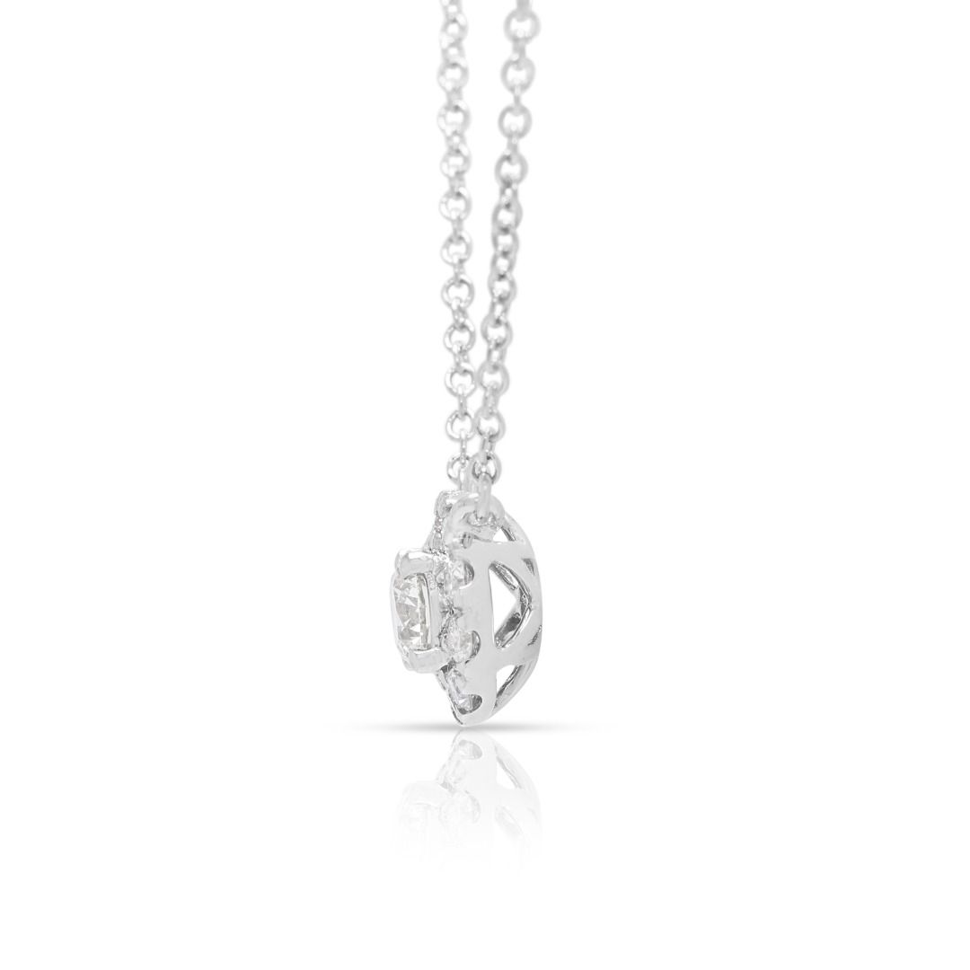 Timeless 0.51ct Halo Lab-Grown Diamond Necklace in 18K White Gold