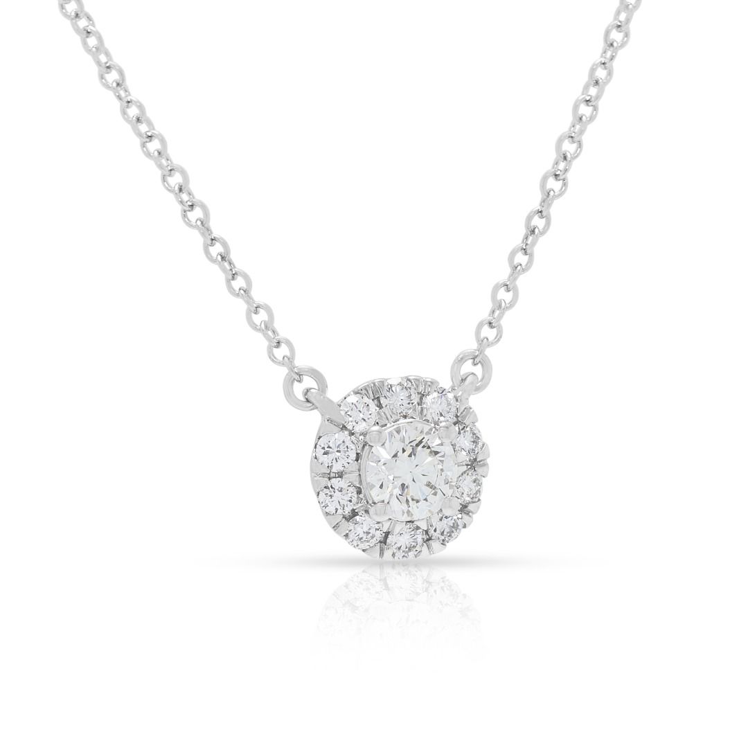 Timeless 0.51ct Halo Lab-Grown Diamond Necklace in 18K White Gold