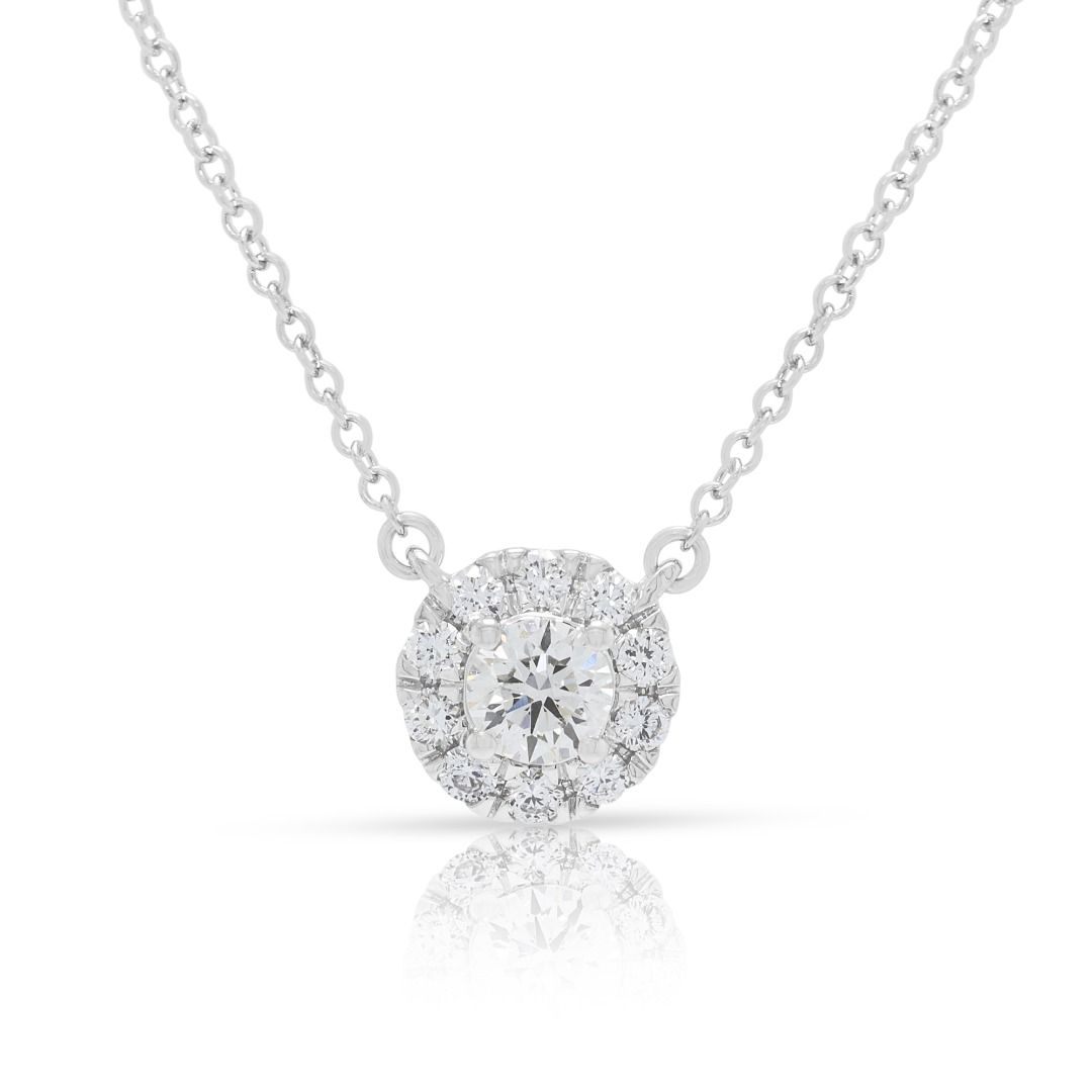 Timeless 0.51ct Halo Lab-Grown Diamond Necklace in 18K White Gold
