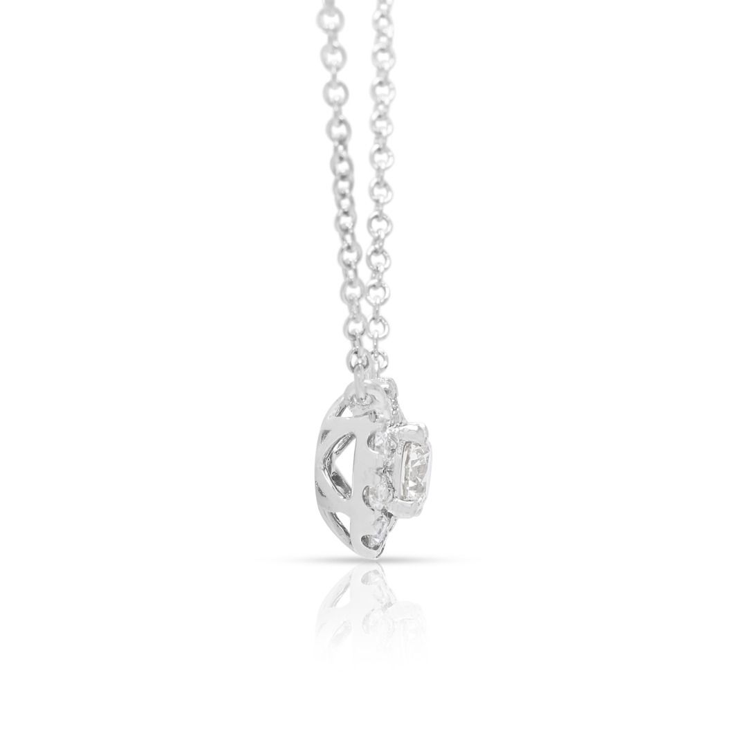 Timeless 0.51ct Halo Lab-Grown Diamond Necklace in 18K White Gold