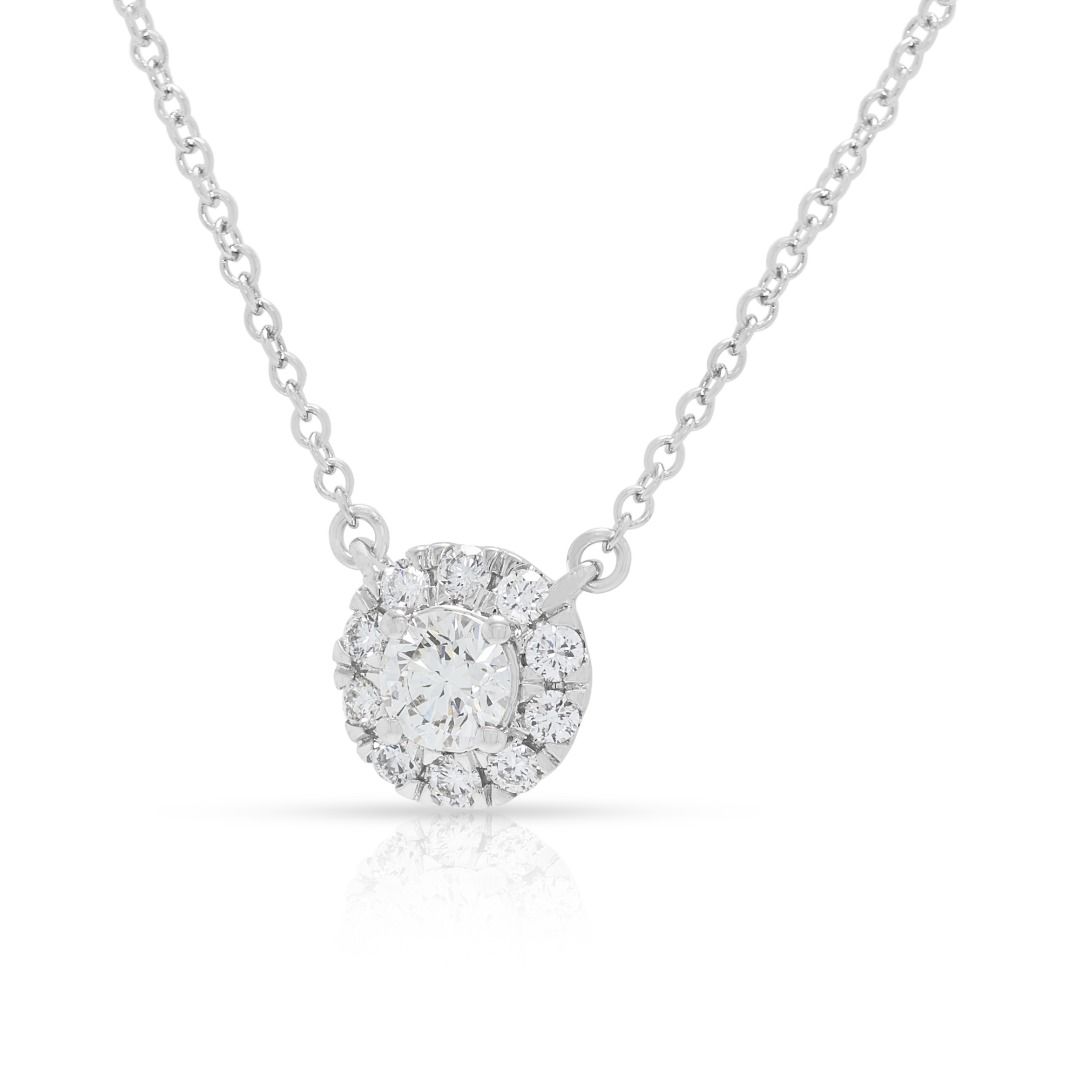 Timeless 0.51ct Halo Lab-Grown Diamond Necklace in 18K White Gold