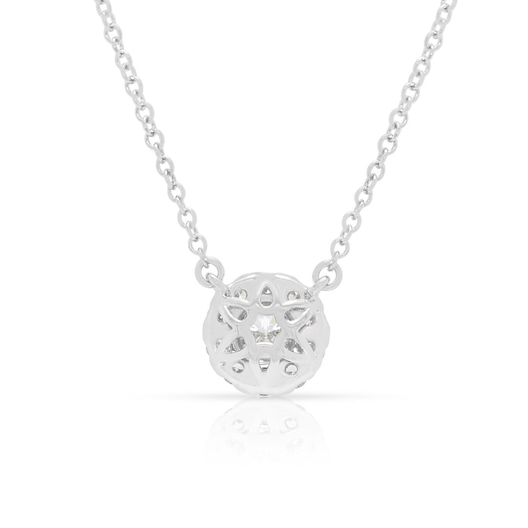 Timeless 0.51ct Halo Lab-Grown Diamond Necklace in 18K White Gold
