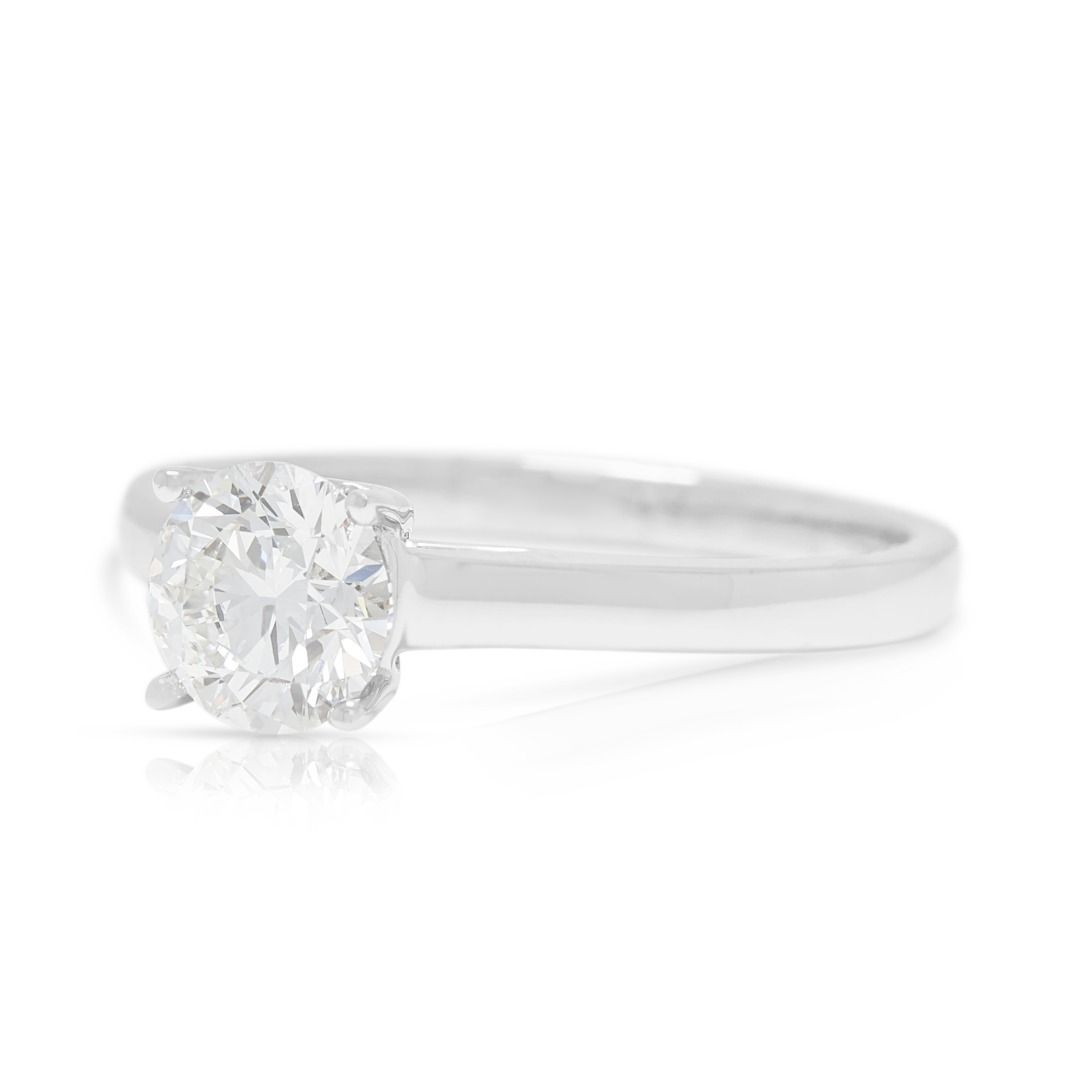 Timeless 0.65ct Solitaire Diamond Ring in 18K White Gold - GIA Certified