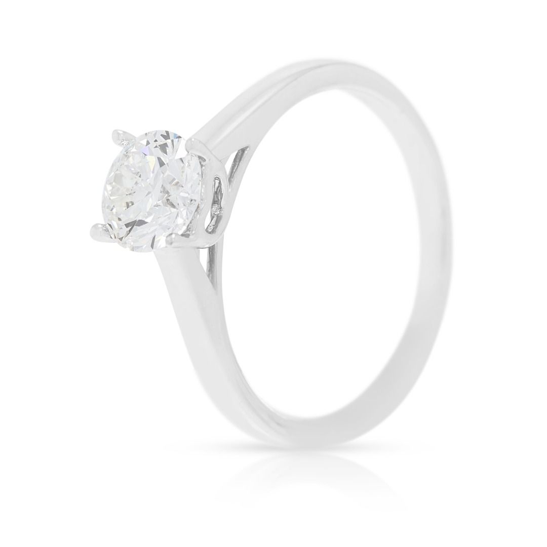 Timeless 0.65ct Solitaire Diamond Ring in 18K White Gold - GIA Certified