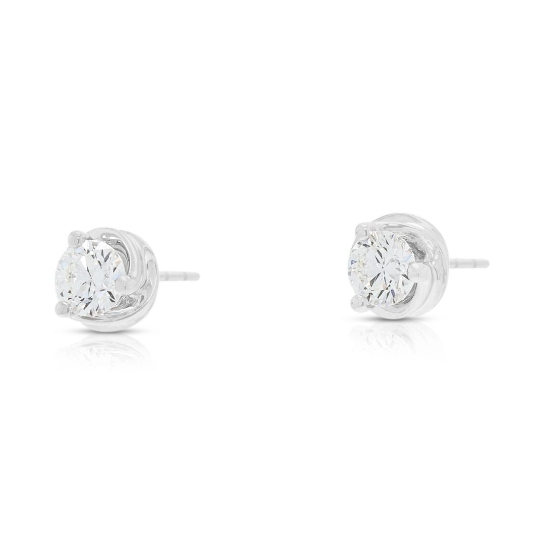 Zeitlose 0,70ct Labor-Diamant Solitär Ohrstecker in 14K Weißgold - IAG zertifiziert