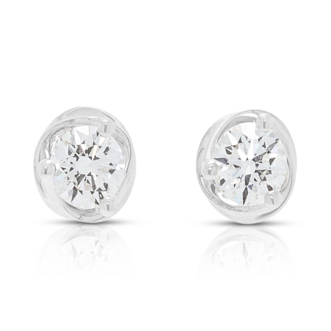 Zeitlose 0,70ct Labor-Diamant Solitär Ohrstecker in 14K Weißgold - IAG zertifiziert