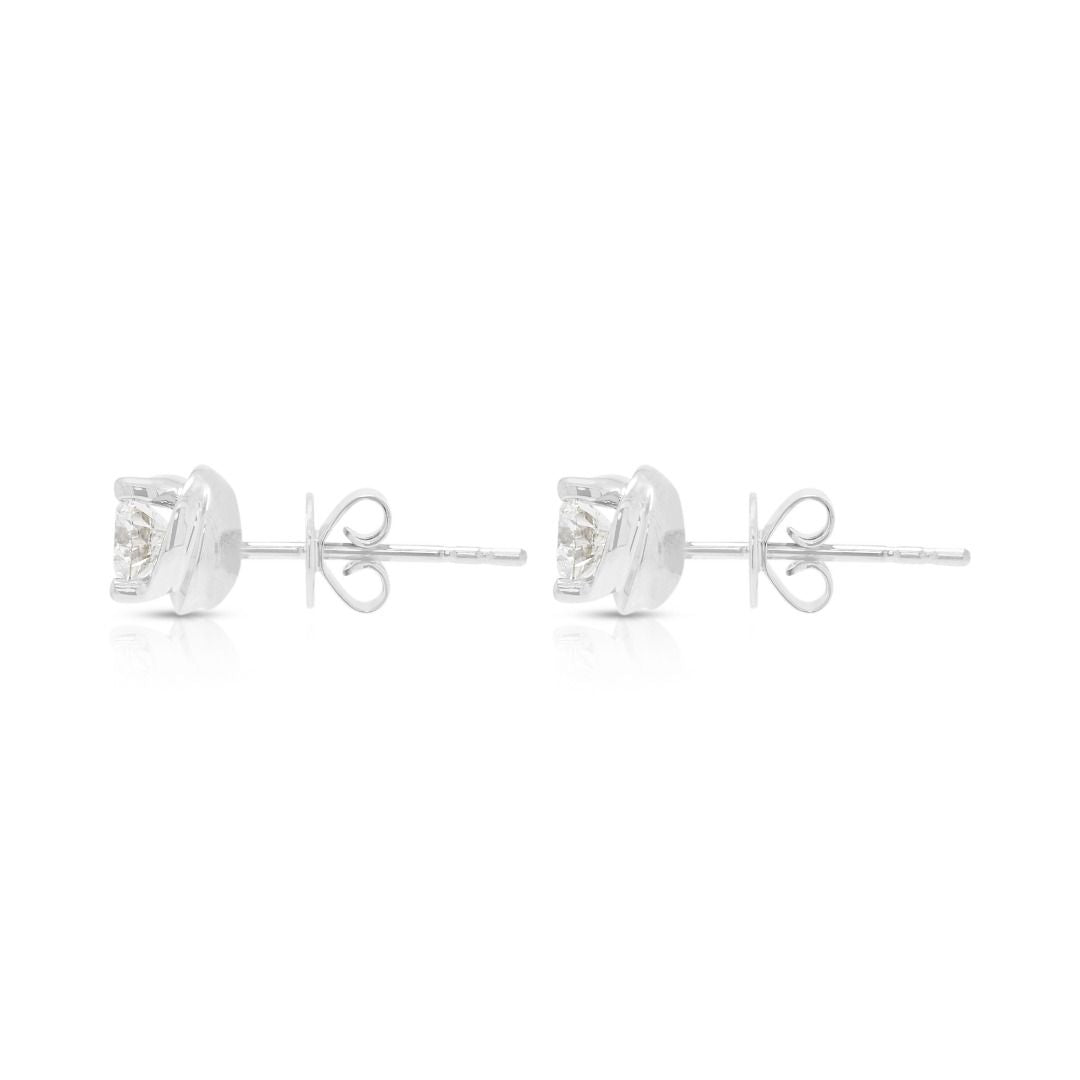 Zeitlose 0,70ct Labor-Diamant Solitär Ohrstecker in 14K Weißgold - IAG zertifiziert