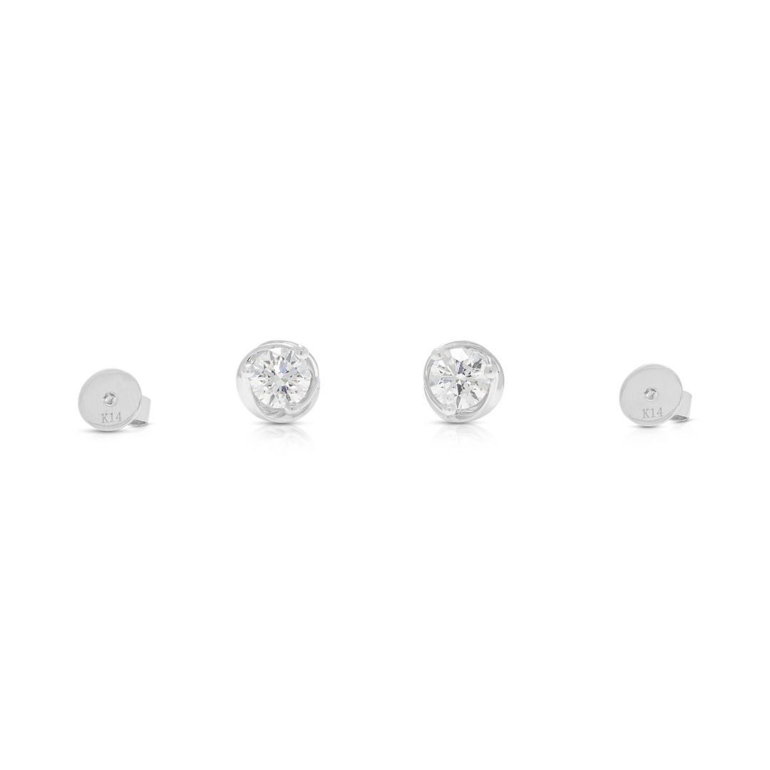 Zeitlose 0,70ct Labor-Diamant Solitär Ohrstecker in 14K Weißgold - IAG zertifiziert