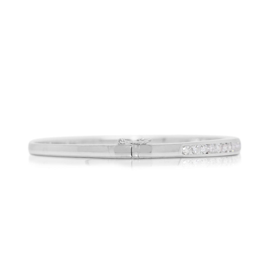 Timeless 0.88ct Natural Diamond Bangle in 14K White Gold