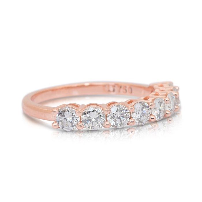 Timeless 1.01ct Diamonds Half Eternity Ring in 18k Rose Gold - IGI Certified