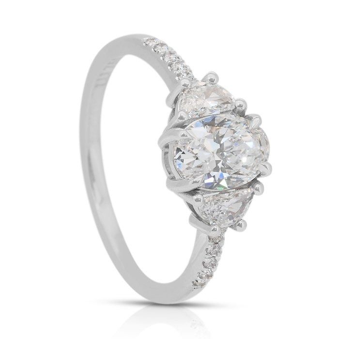 Timeless 1.26ct Diamonds 3-Stone Ring in 18k White Gold - GIA Certified
