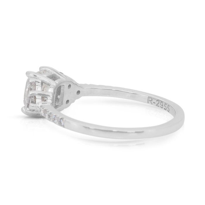 Timeless 1.36ct Diamonds Pave Ring in 18k White Gold - IGI Certified -