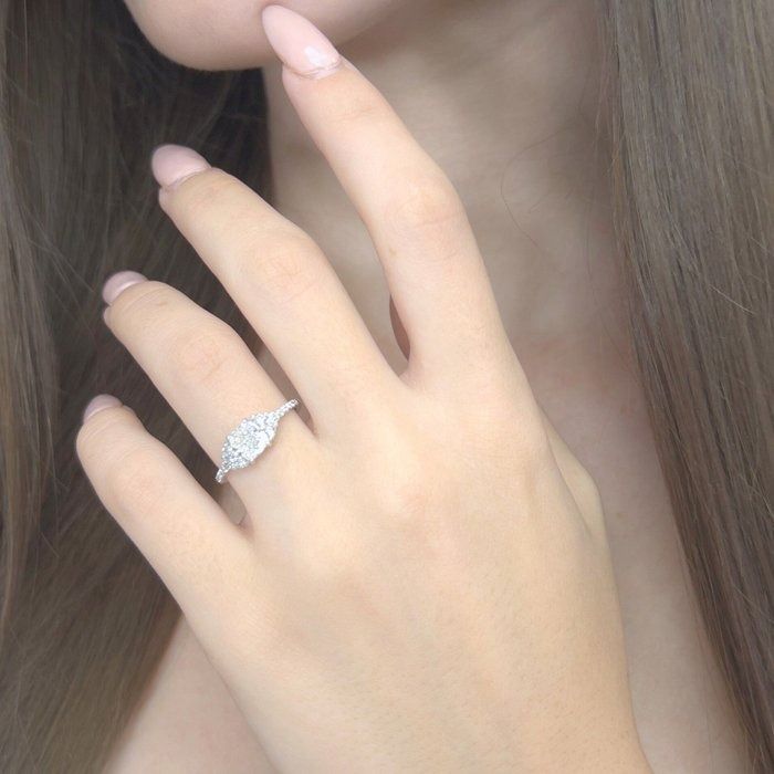 Timeless 1.36ct Diamonds Pave Ring in 18k White Gold - IGI Certified -