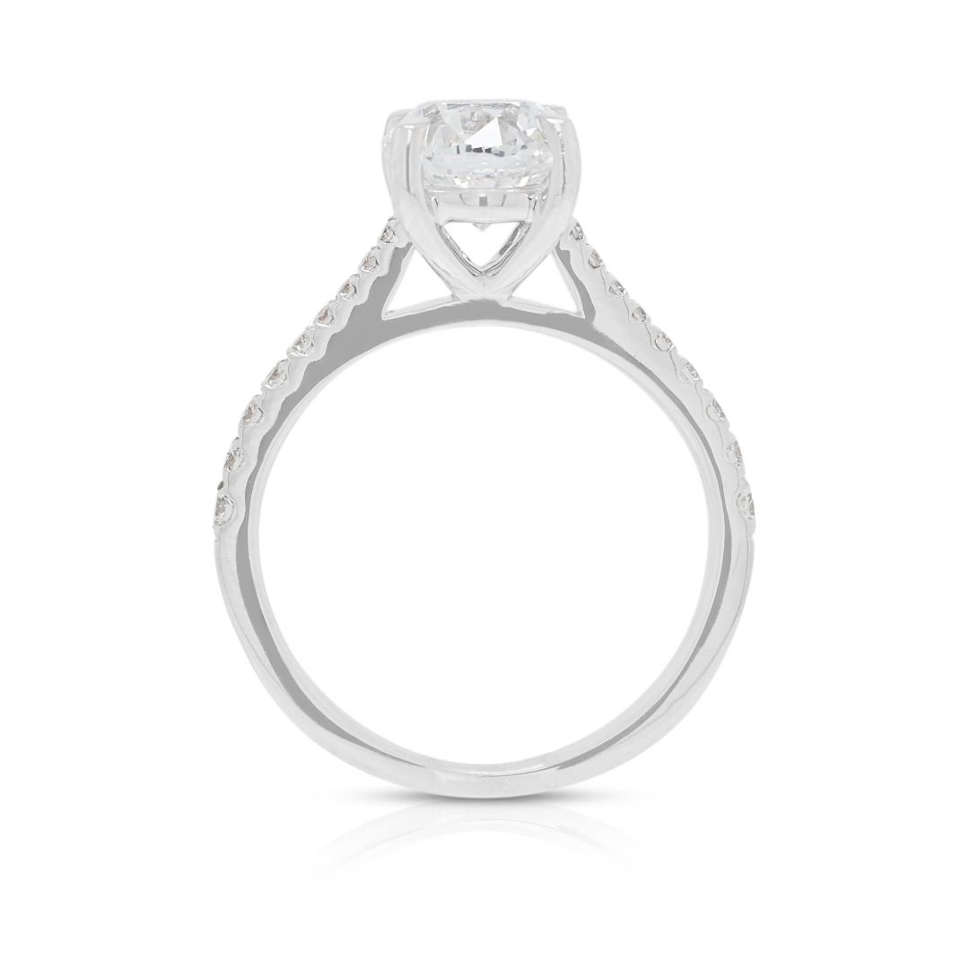Timeless 1.68ct Natural Diamond Pave Ring in 18K White Gold (New) - GIA Certified