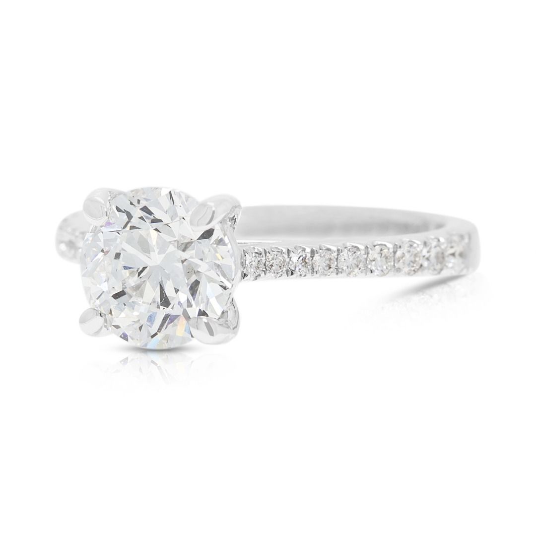 Timeless 1.68ct Natural Diamond Pave Ring in 18K White Gold (New) - GIA Certified