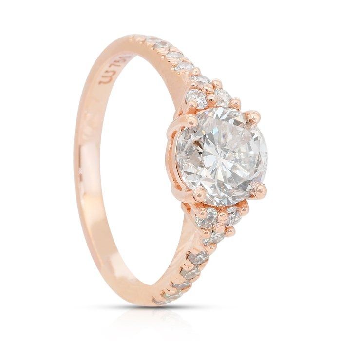 Timeless 1.86ct Diamonds Pave Ring in 18k Rose Gold - IGI Certified