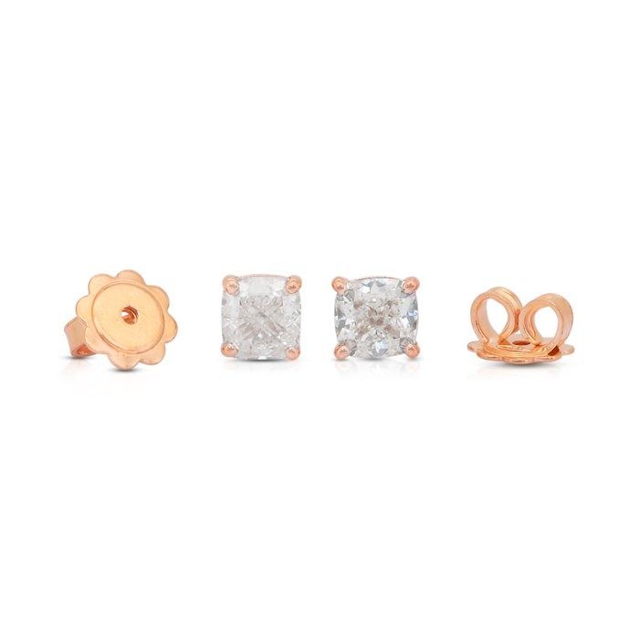 Timeless 1.86ct Diamonds Stud Earrings in 18k Rose Gold - IGI Certified