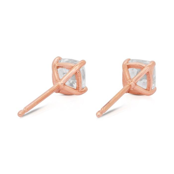Timeless 1.86ct Diamonds Stud Earrings in 18k Rose Gold - IGI Certified