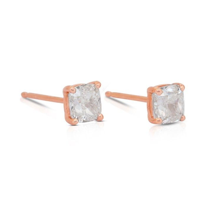 Timeless 1.86ct Diamonds Stud Earrings in 18k Rose Gold - IGI Certified