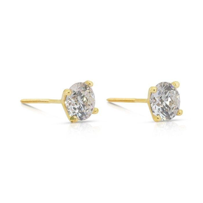Timeless 2.04ct Diamonds Stud Earrings in 18k Yellow Gold - IGI Certified
