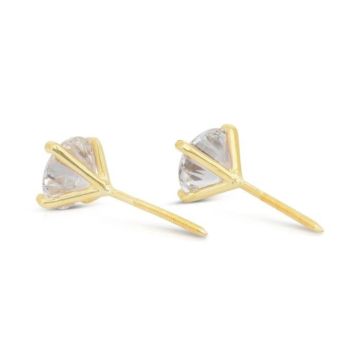 Timeless 2.04ct Diamonds Stud Earrings in 18k Yellow Gold - IGI Certified