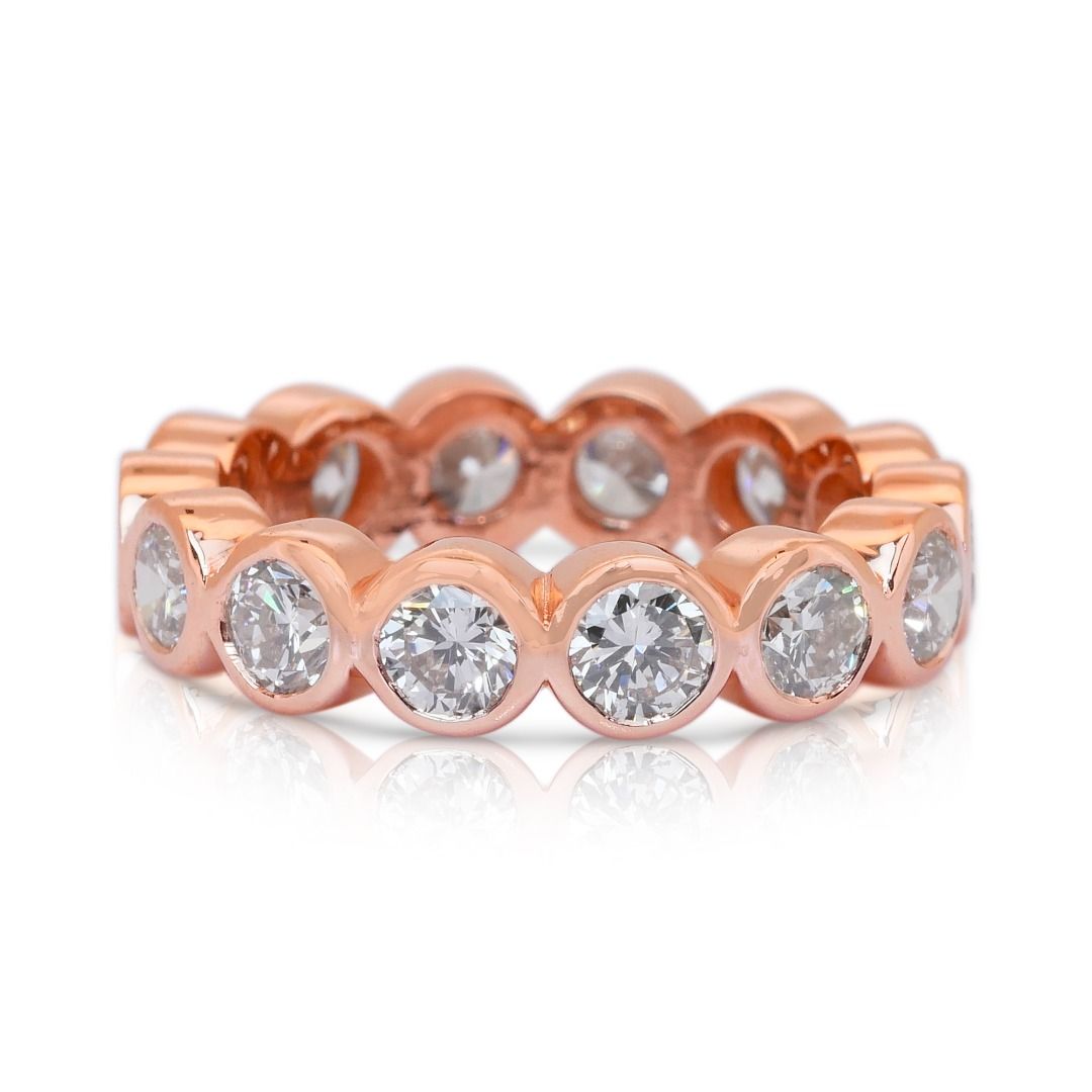 Timeless 2.83ct Diamonds Band Ring in 18k Rose Gold - IGI Certified