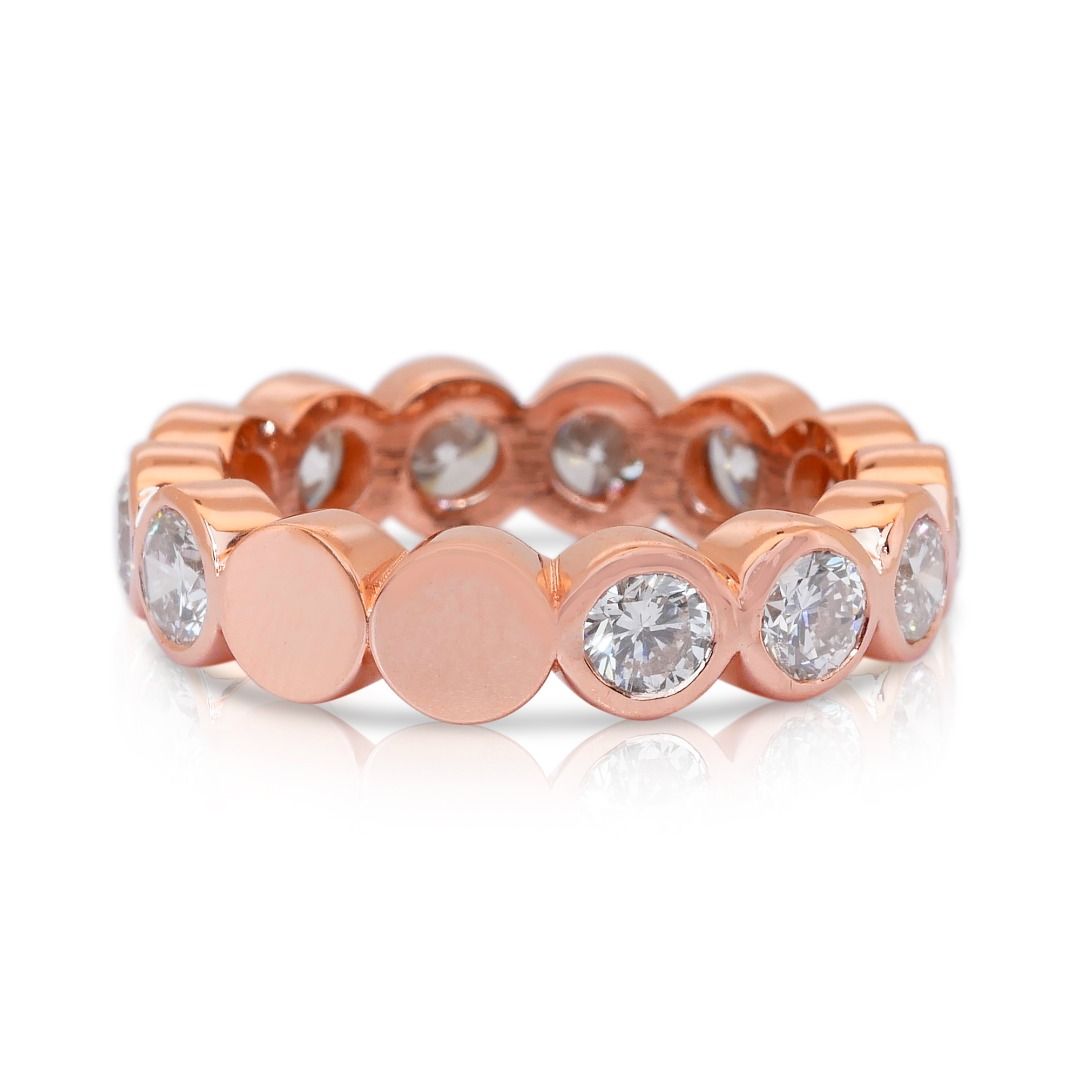 Timeless 2.83ct Diamonds Band Ring in 18k Rose Gold - IGI Certified