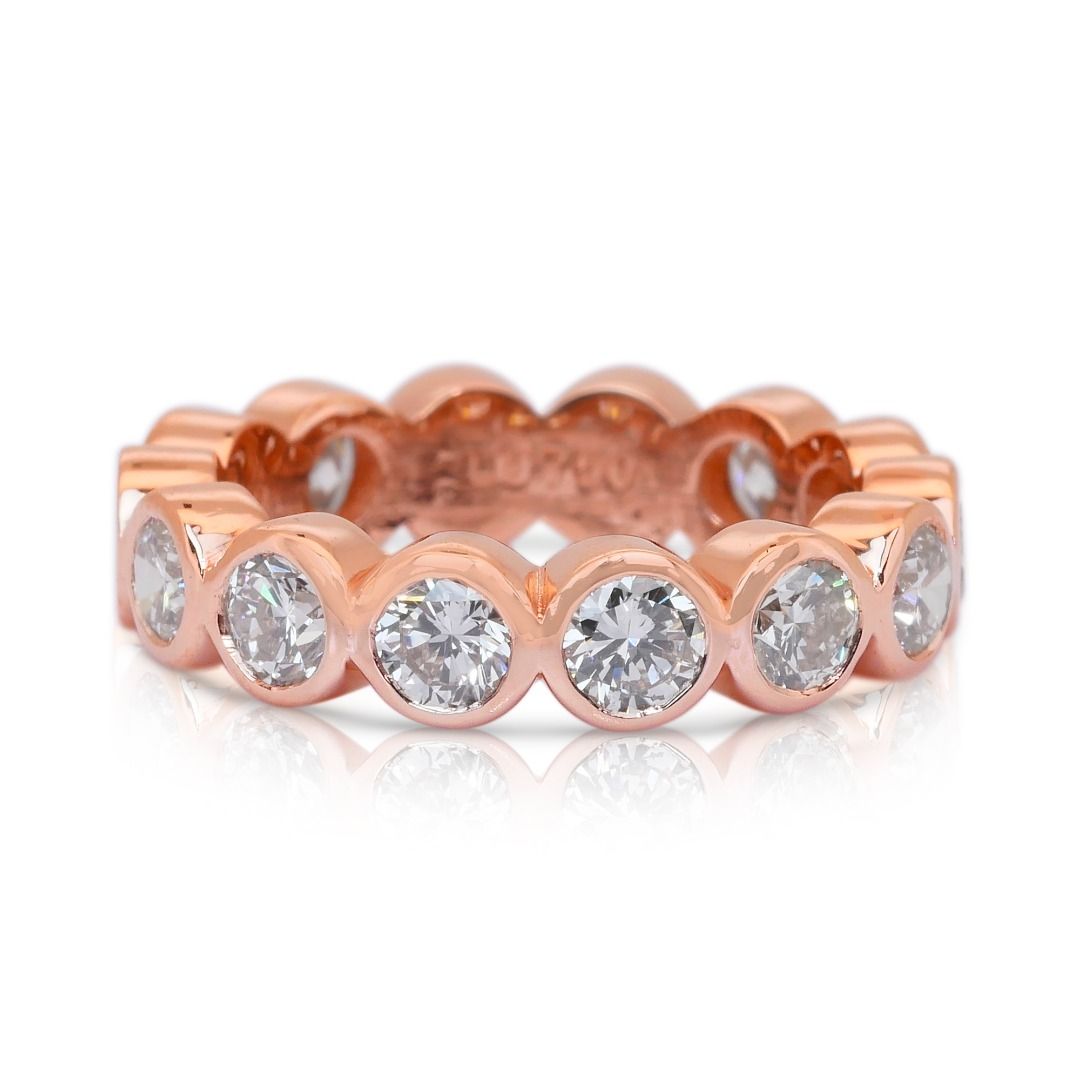 Timeless 2.83ct Diamonds Band Ring in 18k Rose Gold - IGI Certified