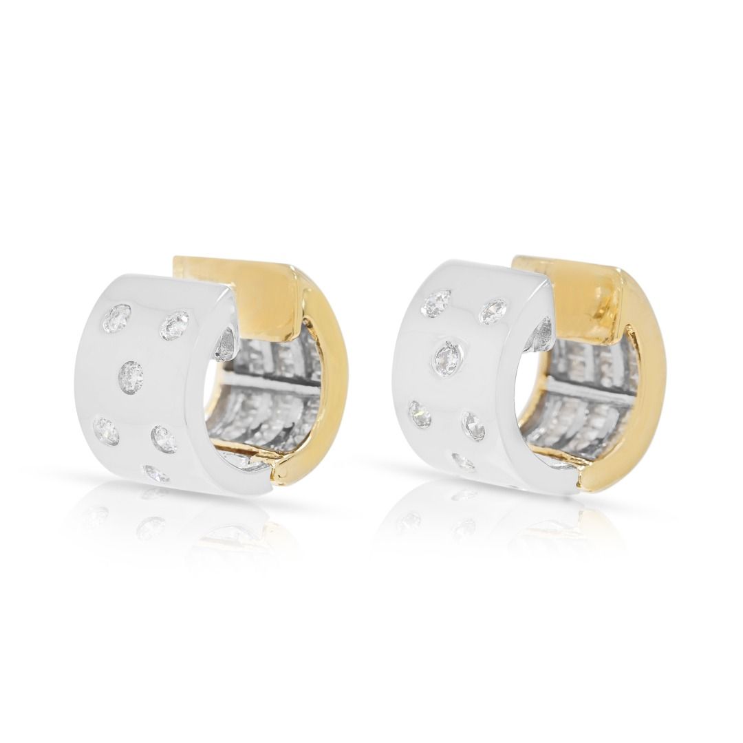 Versatile 0.31ct Diamond Vintage Huggie Earrings in 14K Two-Toned Gold