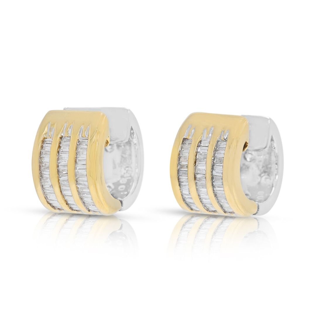 Versatile 0.31ct Diamond Vintage Huggie Earrings in 14K Two-Toned Gold