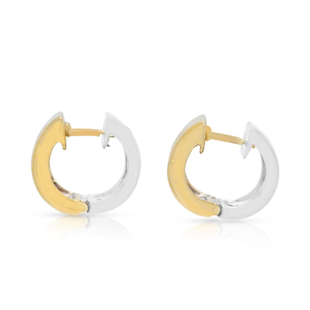 Versatile 0.31ct Diamond Vintage Huggie Earrings in 14K Two-Toned Gold