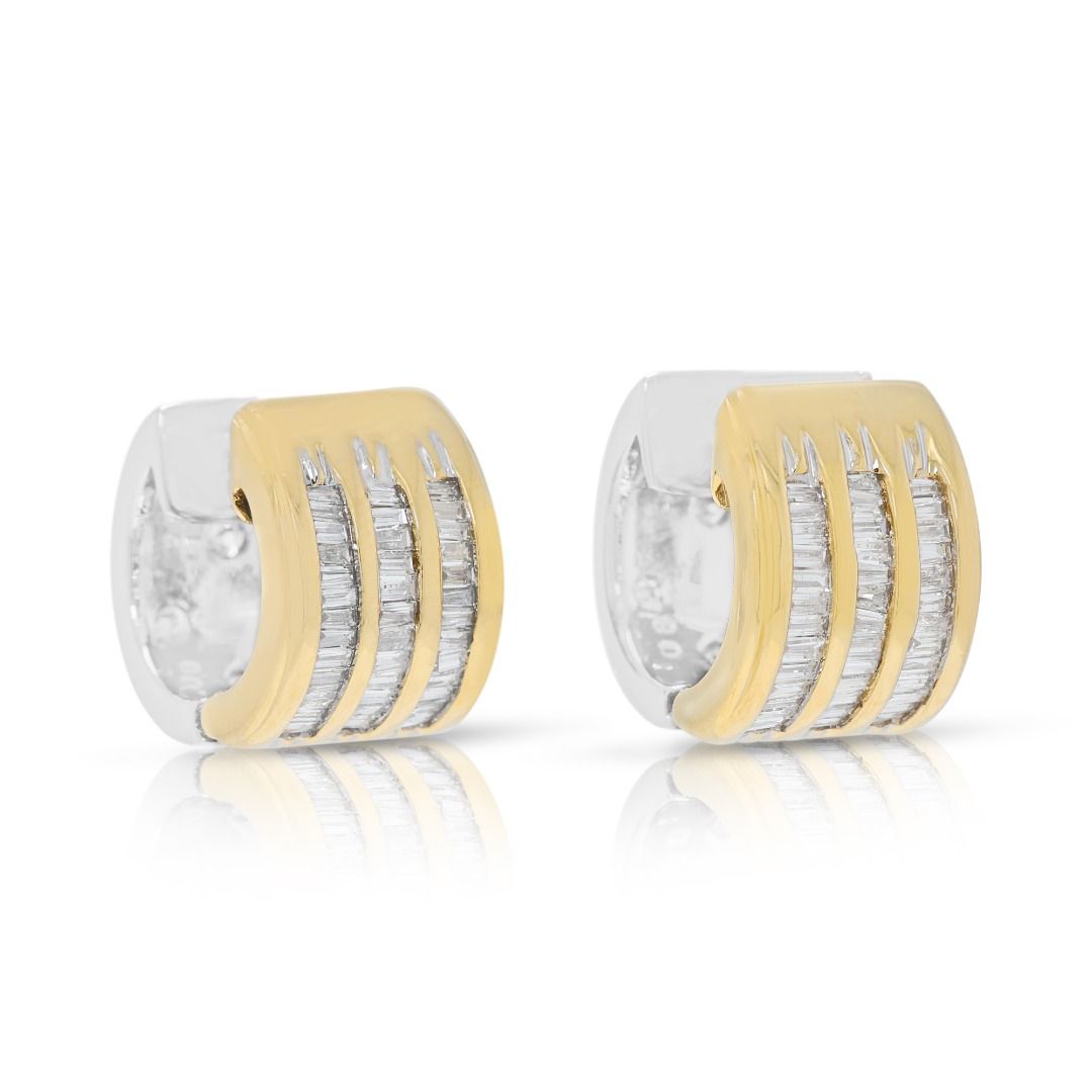 Versatile 0.31ct Diamond Vintage Huggie Earrings in 14K Two-Toned Gold
