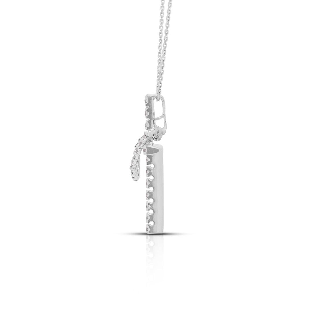 Versatile 0.6ct Heart & Cross Natural Diamond Necklace in 18K White Gold