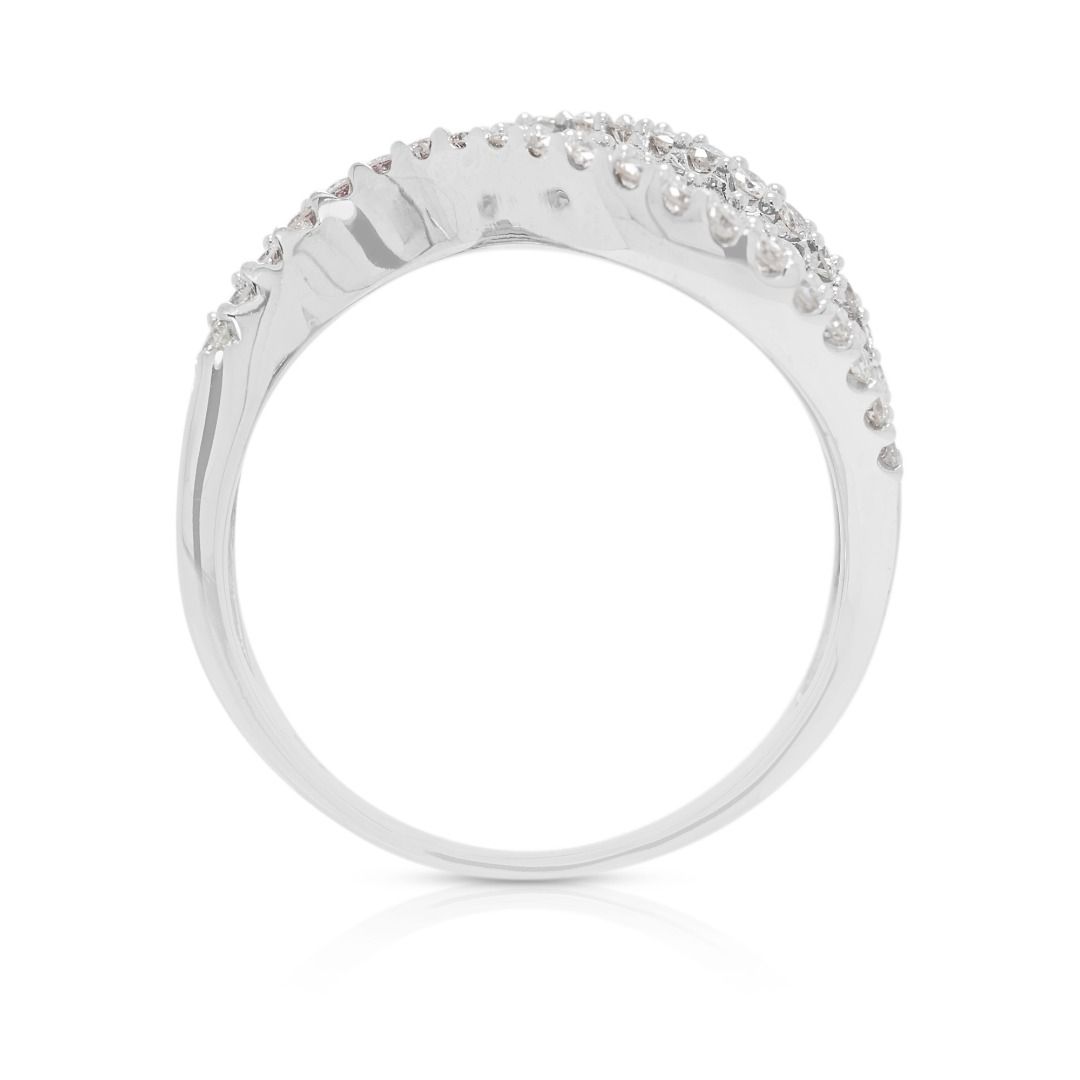 Vibrant 0.94ct Ruby & Diamond Wave Ring in 18K White Gold