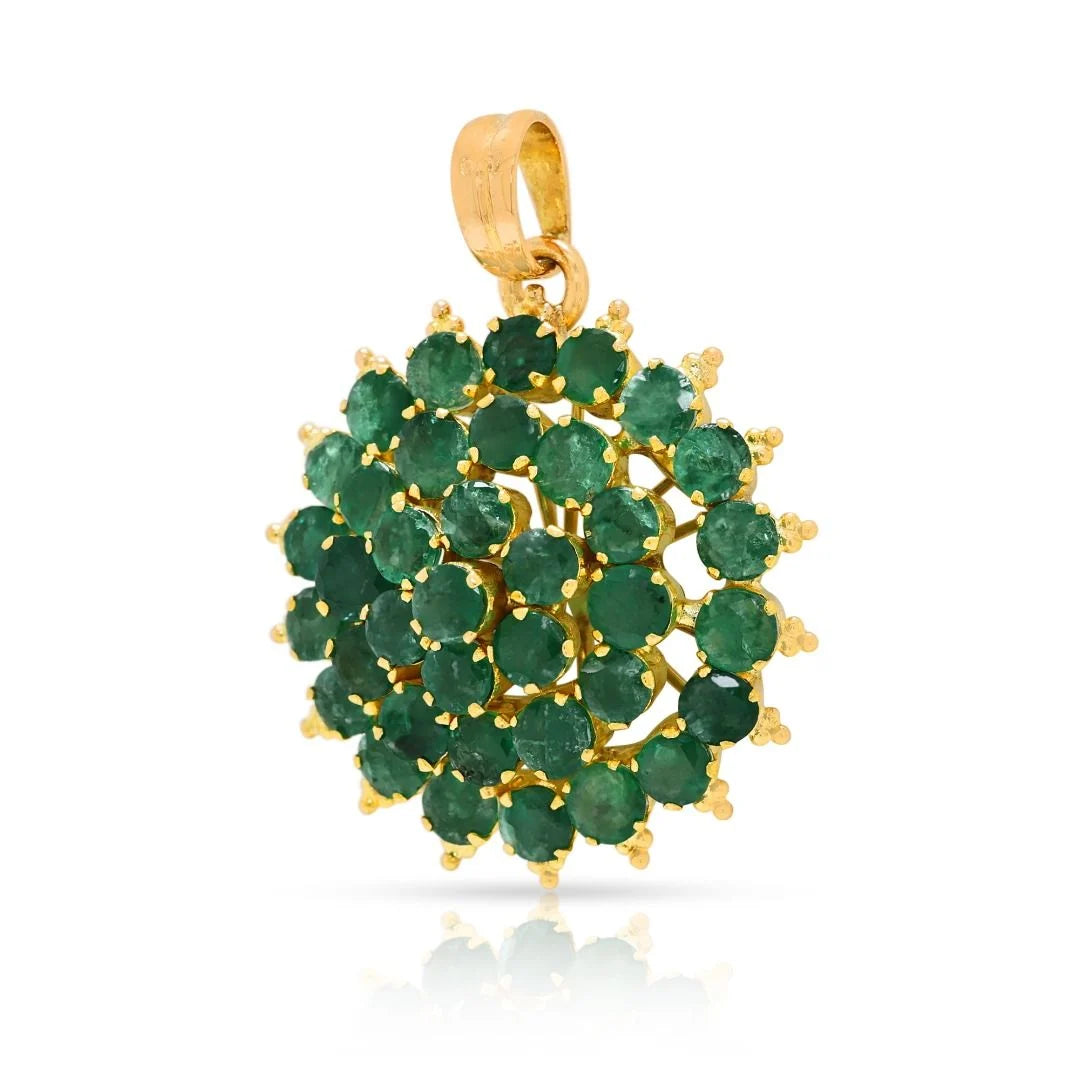 Vibrant 1.85ct Emerald Cluster Pendant in 18K Yellow Gold