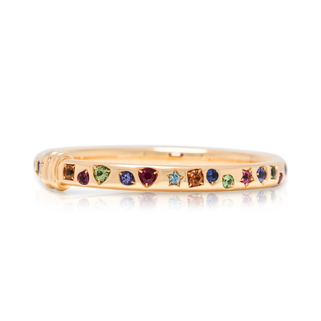 Vibrant 3.50ct Multi-Gemstone Pomellato Iconica Bangle in 18K Rose Gold (New) With Box and Certificate
