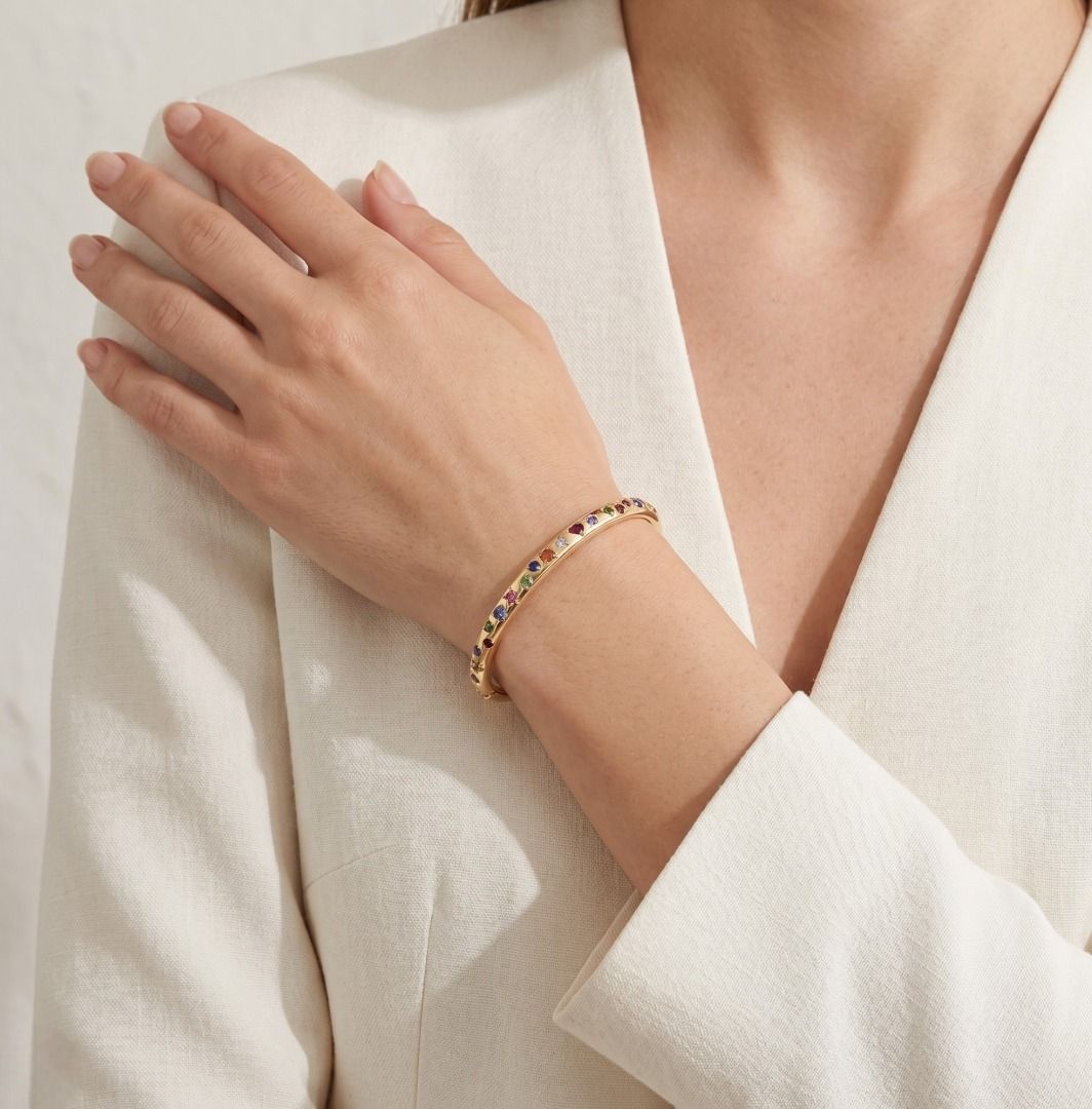Vibrant 3.50ct Multi-Gemstone Pomellato Iconica Bangle in 18K Rose Gold (New) With Box and Certificate
