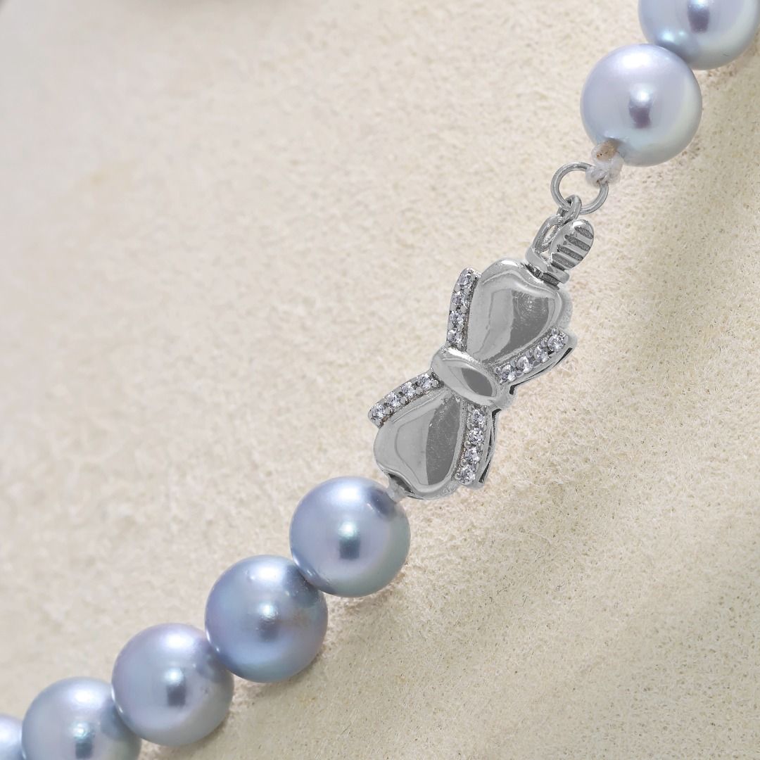 Vibrant 8.5mm Blue Akoya Pearl Silver Necklace (New)