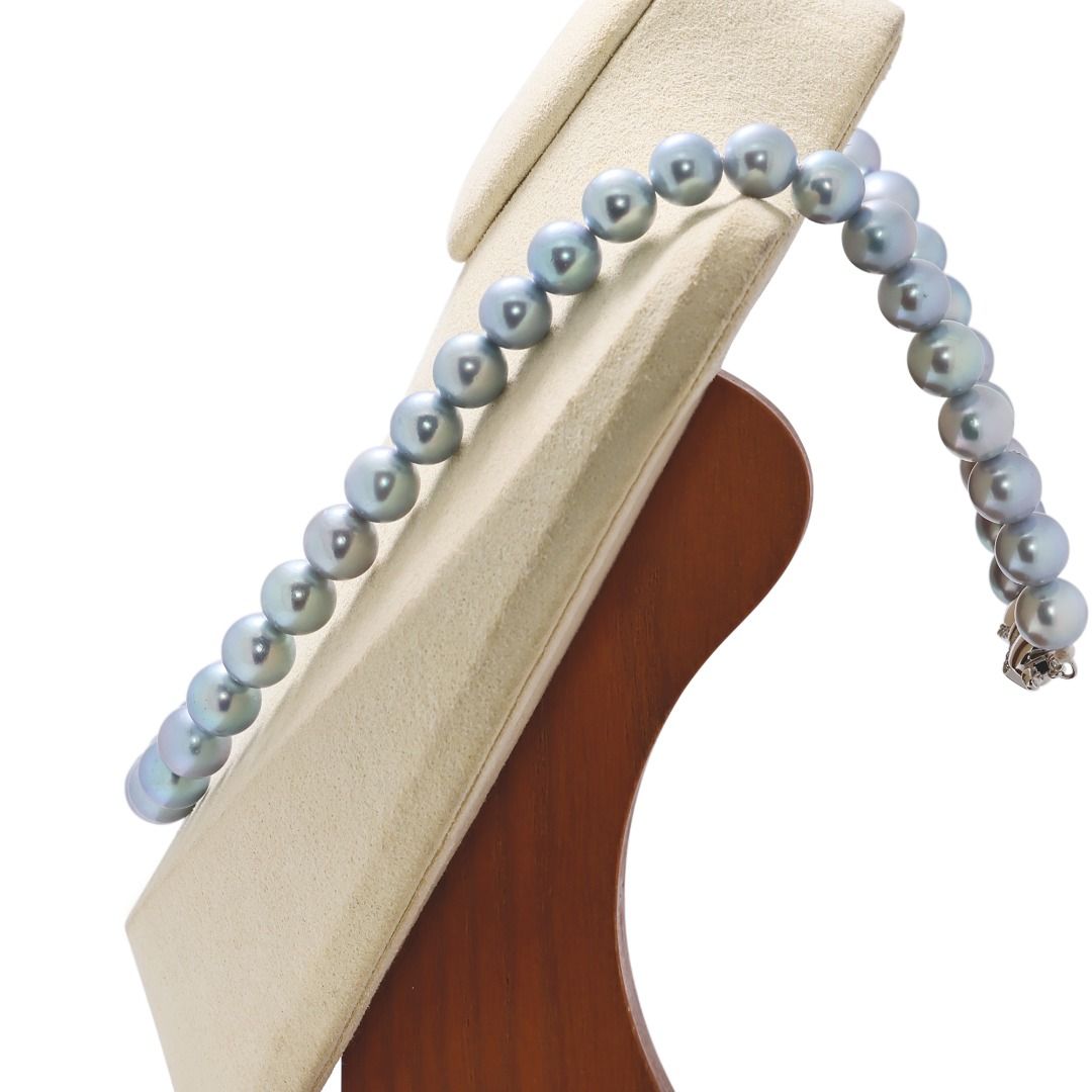 Vibrant 8.5mm Blue Akoya Pearl Silver Necklace (New)