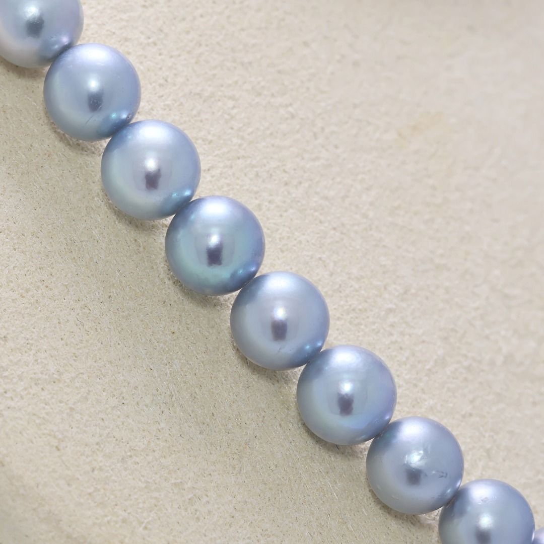 Vibrant 8.5mm Blue Akoya Pearl Silver Necklace (New)