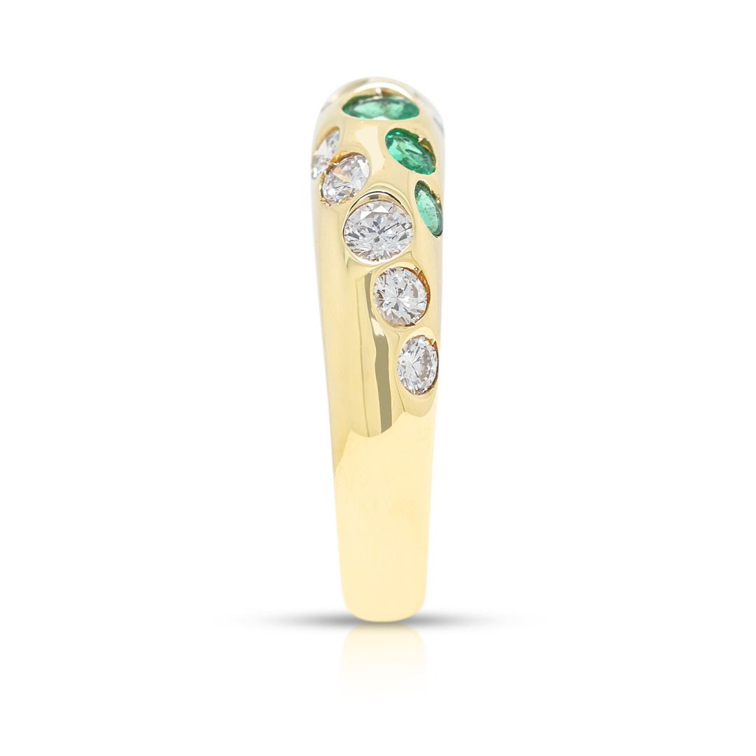 Whimsical 0.60ct Natural Emerald and Diamond Band in 18K Yellow Gold
