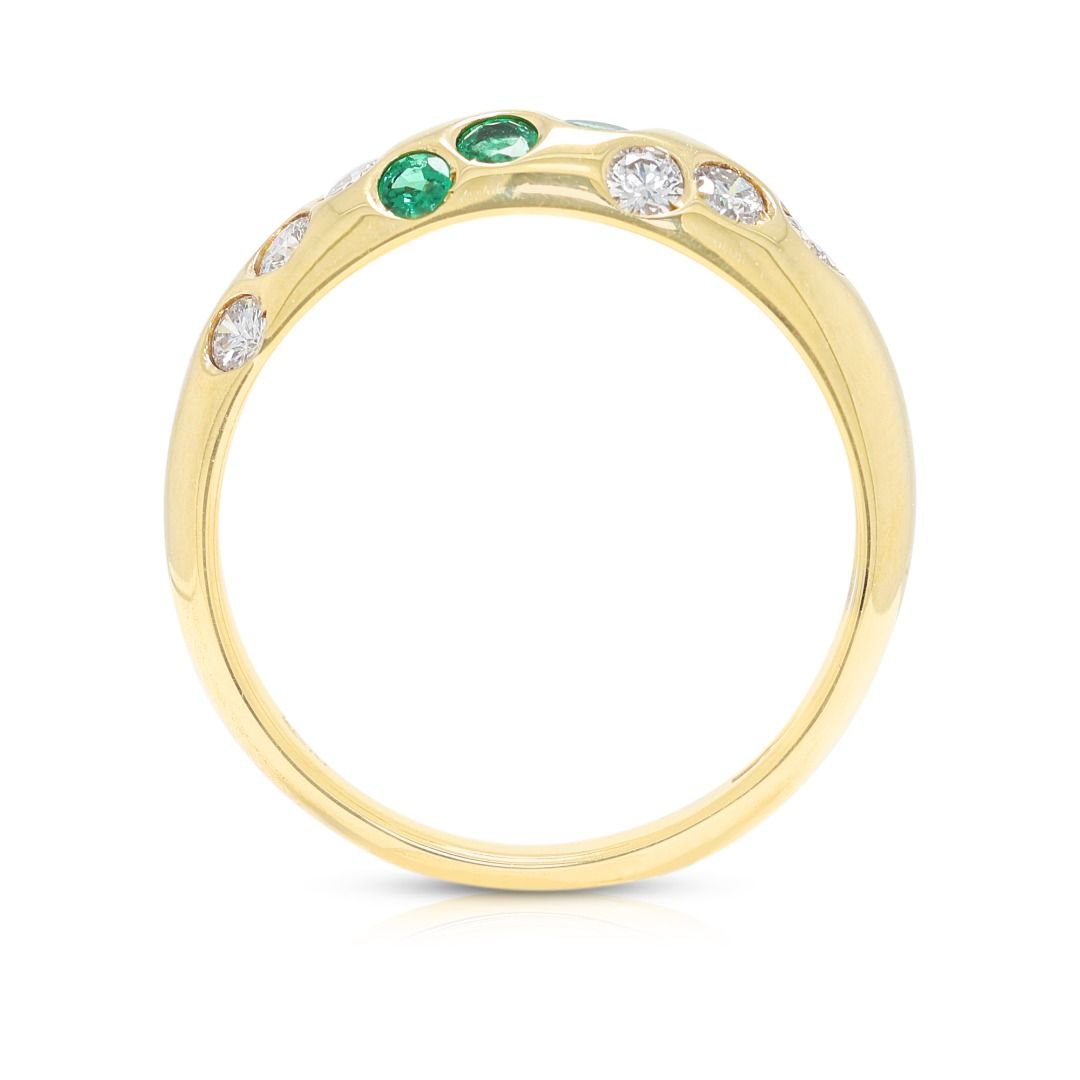 Whimsical 0.60ct Natural Emerald and Diamond Band in 18K Yellow Gold